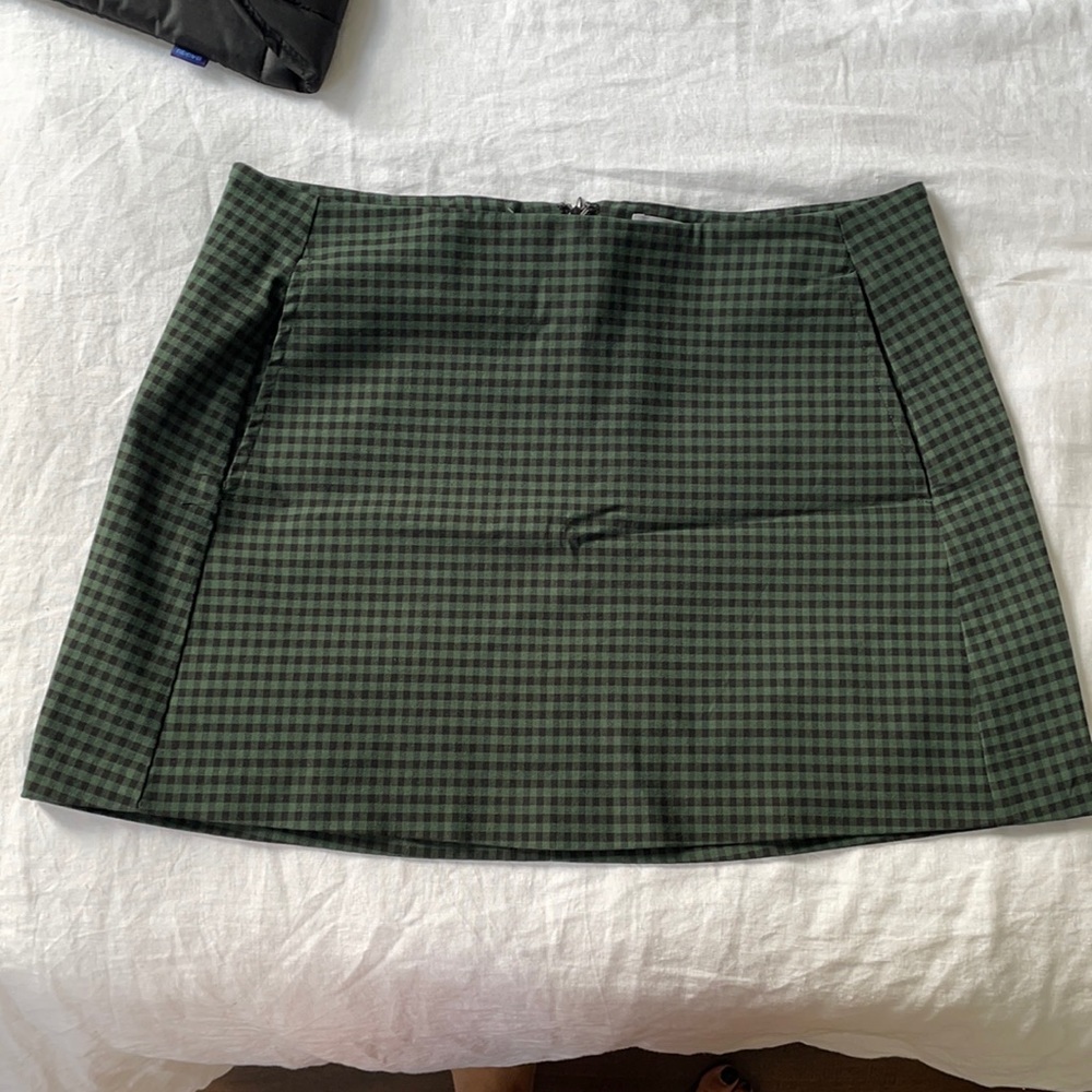 Urban Outfitter Stretchy Plaid Green Mini Skirt
